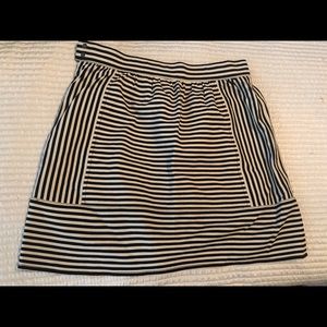 Madewell black and white striped miniskirt.